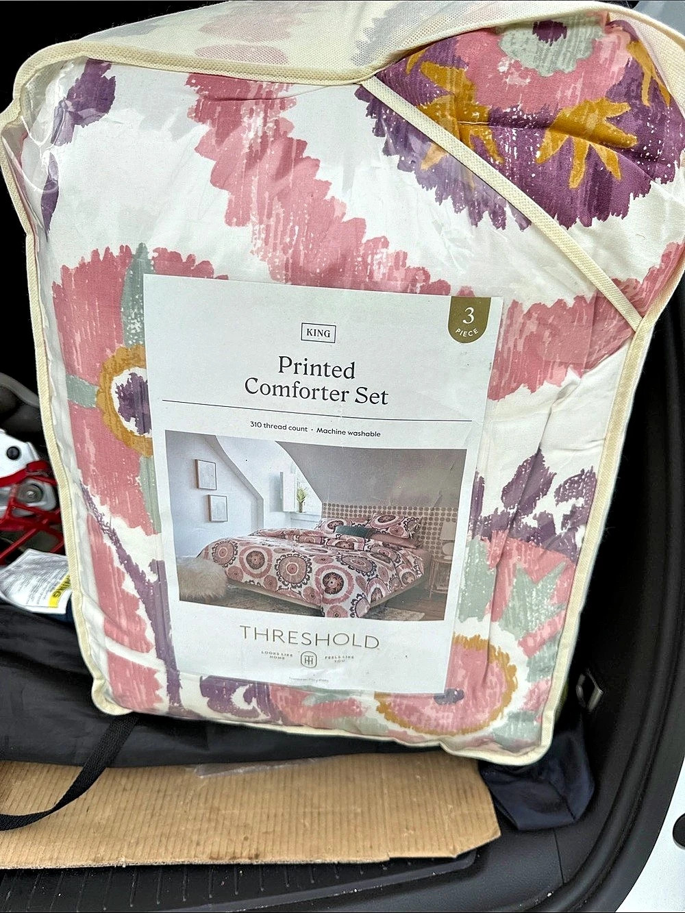Threshold Printed Comforter Set Floral Cotton Comforter Set King NWT